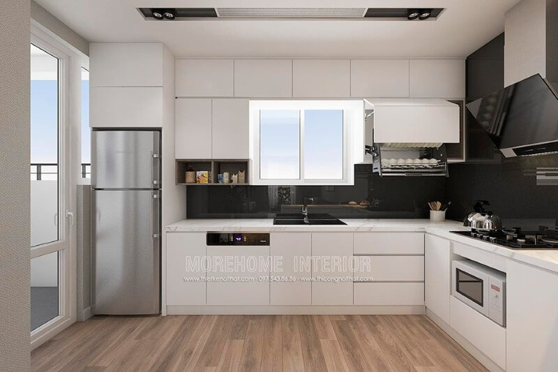Mẫu tủ bếp gỗ công nghiệp đẹp và ấn tượng Thiết kế chung cư