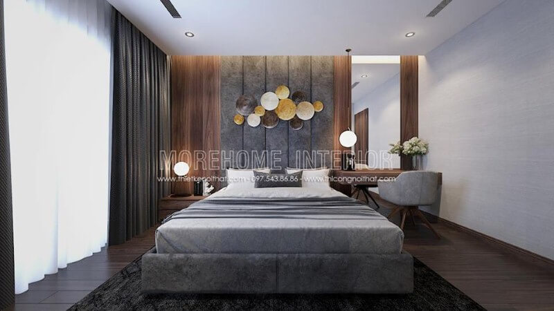 Thảm phòng ngủ đẹp sang trọng tạo nên vẻ đẹp hài hòa trong phong cách hiện đại. Thiết kế nội thất phòng ngủ biệt thự