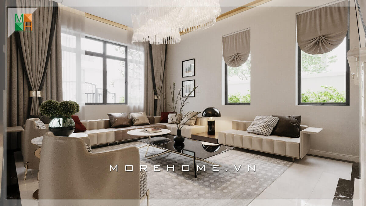 Ấn tượng với mẫu thiết kế phòng khách chung cư, nhà phố, biệt thự,... Rất hiện đại và tiện nghi. Thiết kế nội thất phòng khách biệt thự
