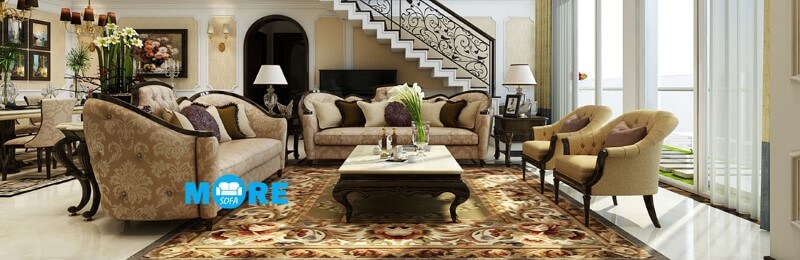 Mẫu Sofa tân cổ điển đẹp MS-030 gỗ tự nhiên với các đường con uốn lượn kết hợp bọc nỉ cao cấp tạo nên sự thu hút khó có thể rời mắt cho phòng khách chung cư, biệt thự, nhà phố Sofa tân cổ điển cao cấp