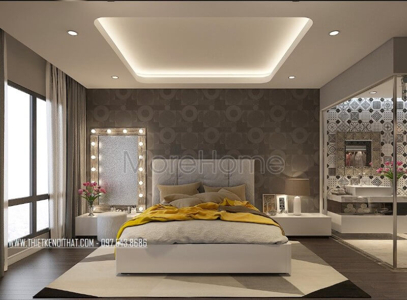 Mẫu giường ngủ màu trắng phù hợp với nhiều hộ gia đình trẻ hiện nay