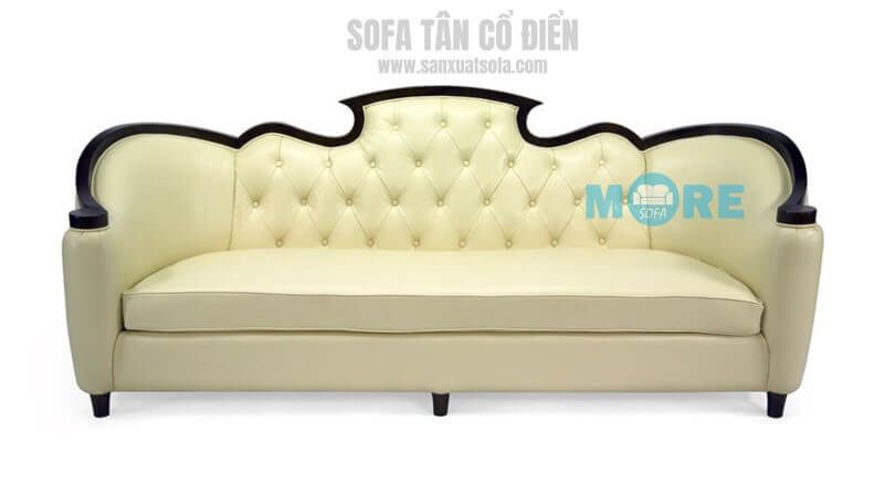 Ghế sofa tân cổ điển có thiết kế không quá phức tạp nhưng vẫn làm nổi bật cho không gian phòng khách.